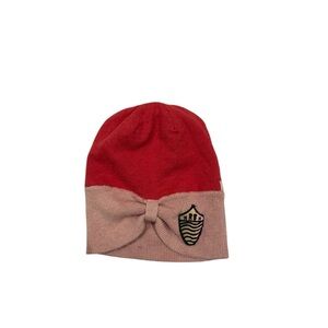 Scotch R'Belle Red and Pink Bow Turban Beanie - fits age 2-5 best